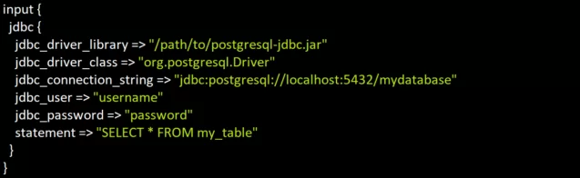 Logstash-Konfiguration zum Übertragen von Daten aus Datenbank