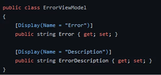 ErrorViewModel im Models-Ordner