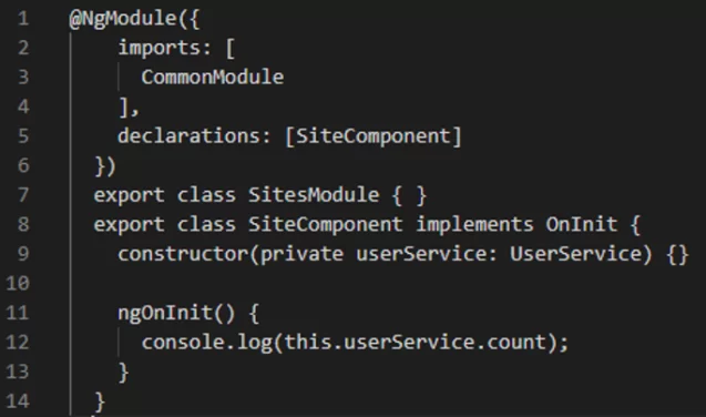 Erstellung von SitesModule und SiteComponent
