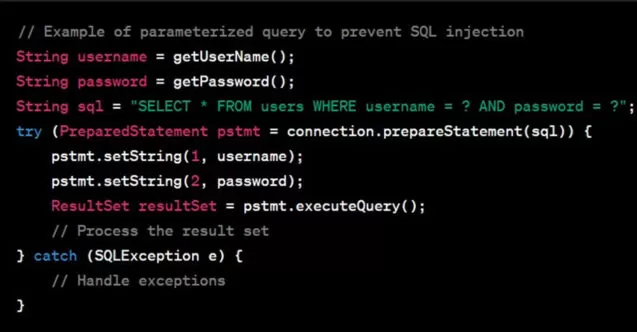 Parametrisierte Abfrage zur Vermeidung von Sql-Injektion