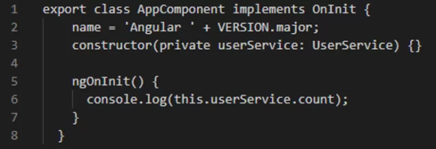 Injizierung UserService in AppComponent