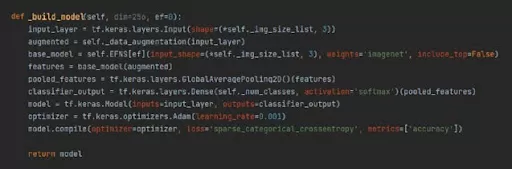 Modellbildung auf der Basis EfficientNet