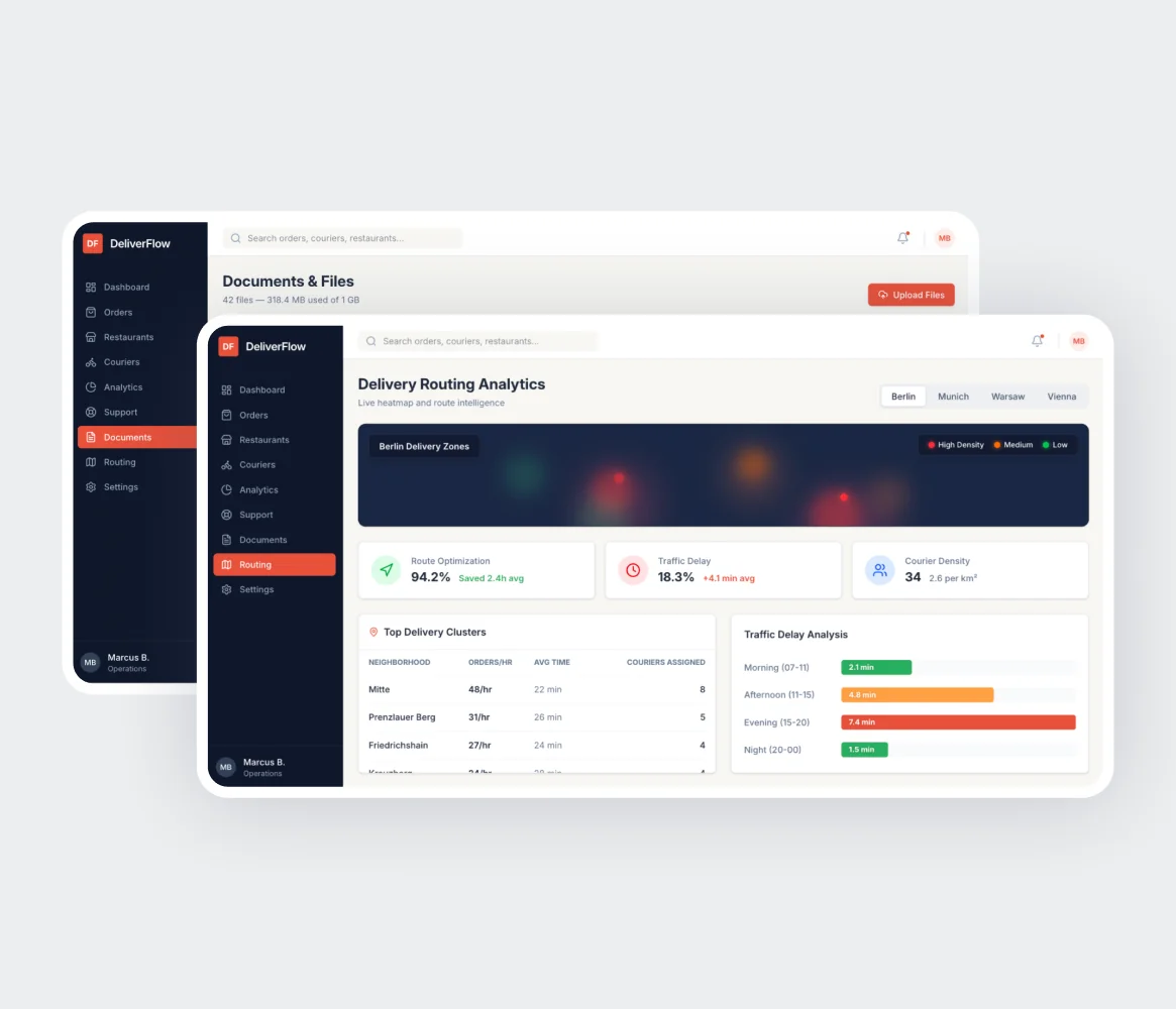 CRM-Modul für Lieferroutenoptimierung mit Heatmap und Dokumentenverwaltung